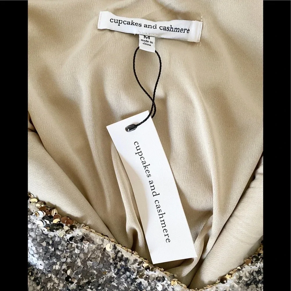 NWT Cupcakes & Cashmere Snakeprint Sequin Spaghetti Strap Mini Dress in Medium - Picture 7 of 16